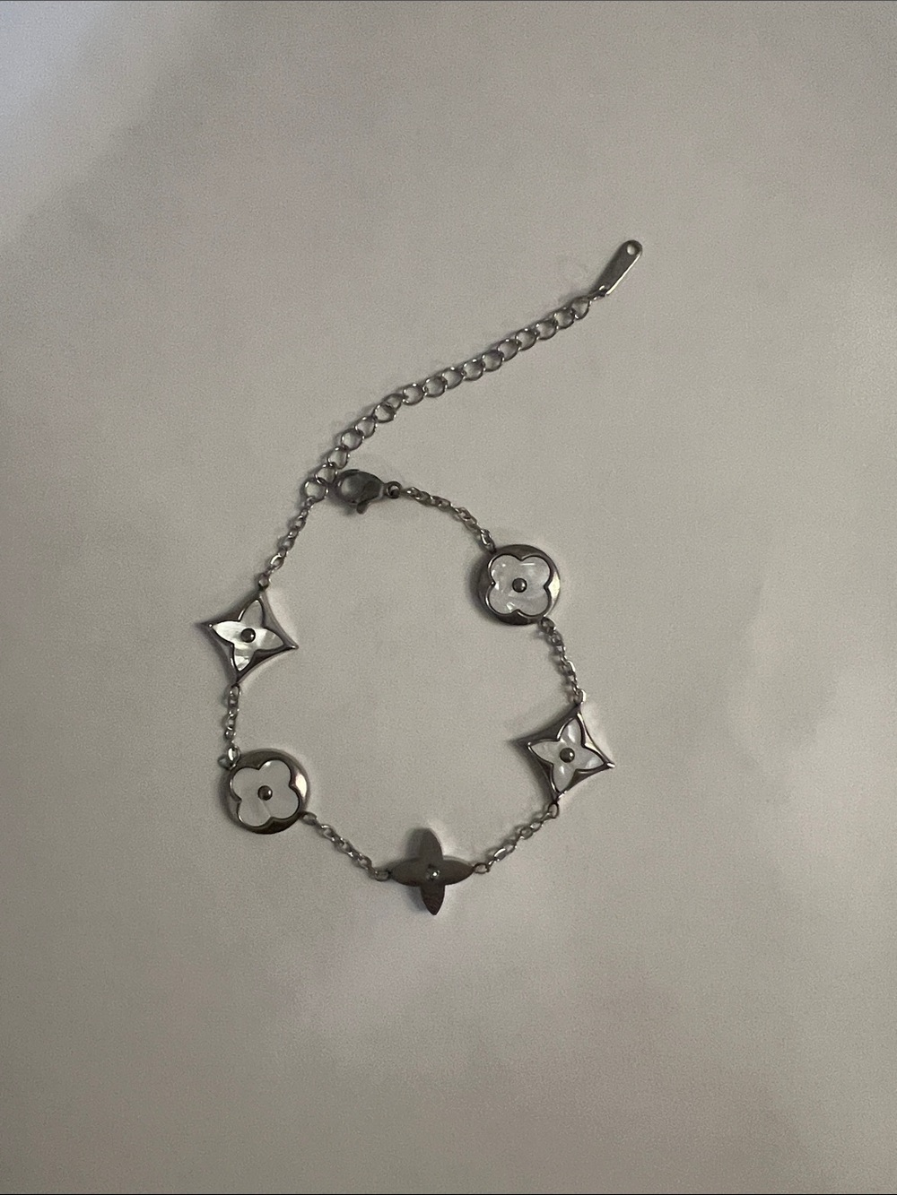 Silver Floral Charm Bracelet - Women Jewelry